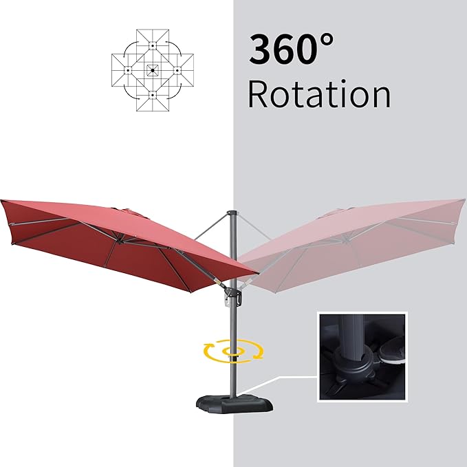PURPLE LEAF 10' X 13' Patio Umbrella Outdoor Cantilever Rectangle Umbrella - Image 6