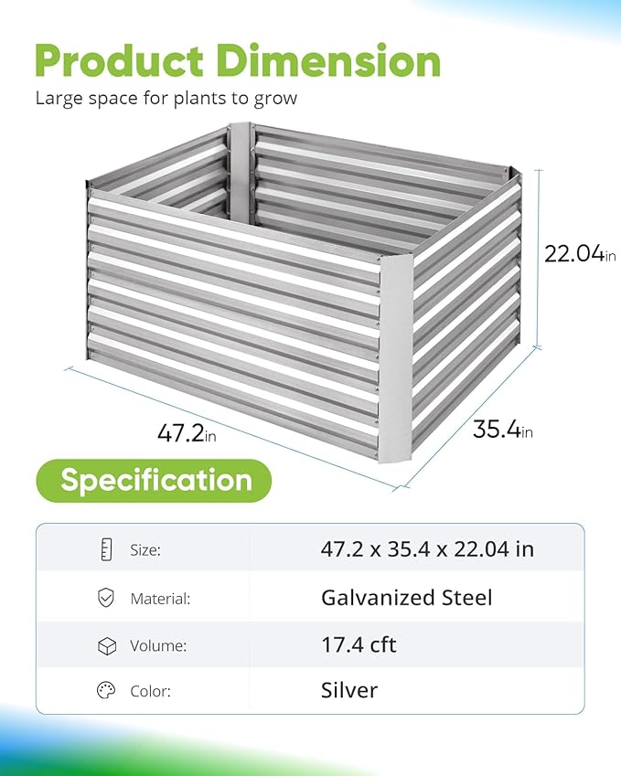 Quictent Galvanized Raised Garden Bed 4x3x2ft Tall Garden Bed Extra Height - Image 7