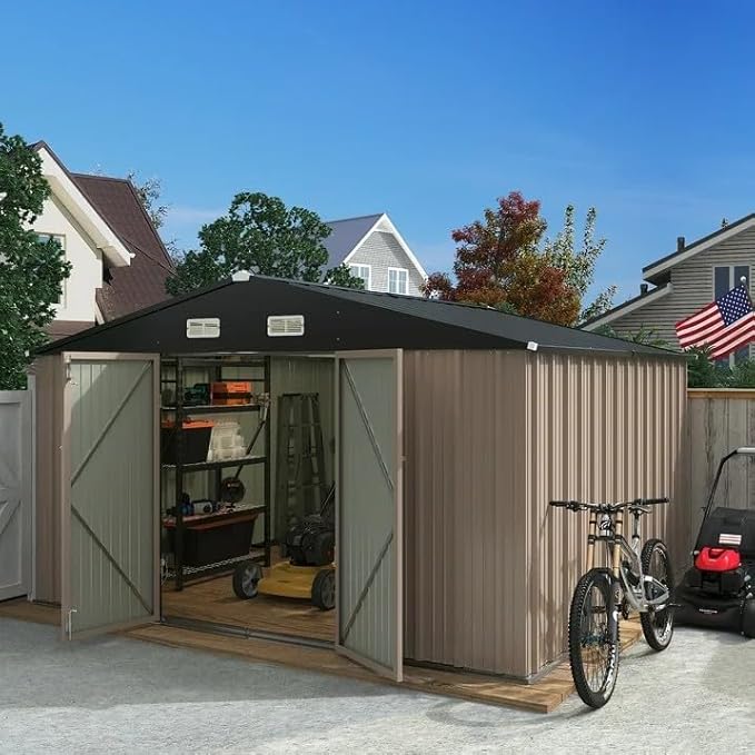 Greesum 10×10FT Outdoor Storage Shed, Metal Patio Storaged Sheds - Image 2