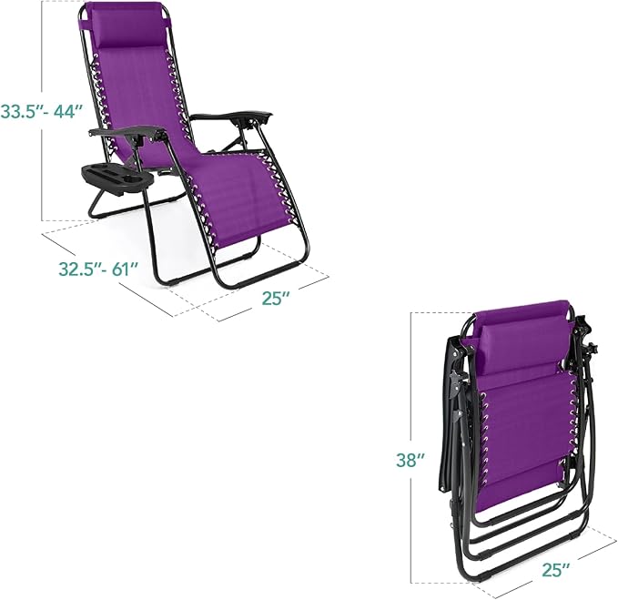 Best Choice Products Set of 2 Adjustable Steel Mesh Zero Gravity Lounge Chair - Image 3