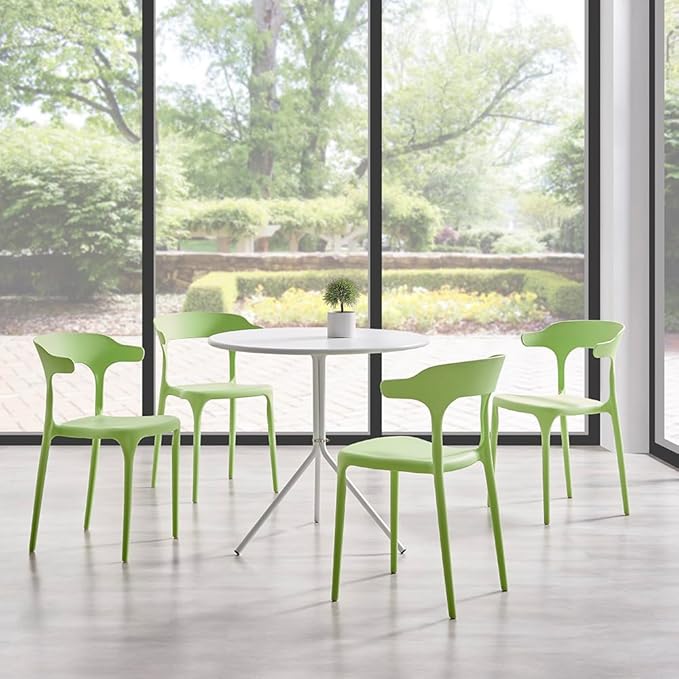 Modern Stackable Dining Chair Set, No Assembly, Plastic Chair, Patio Chair - Image 2