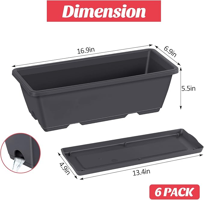 CADUKE Railing Planter Boxes 6 PCS, Planter Boxes - Image 9