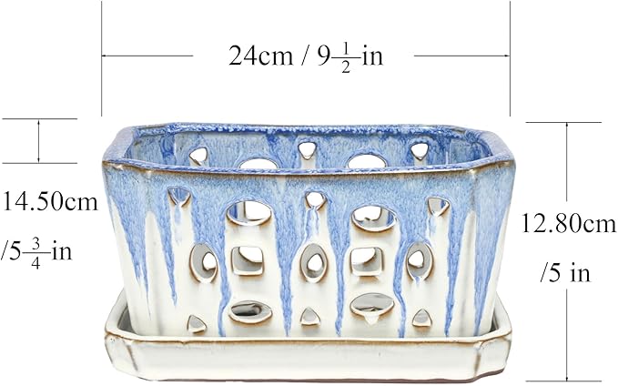W&W Orchid Pot with Holes and Saucer - Image 6