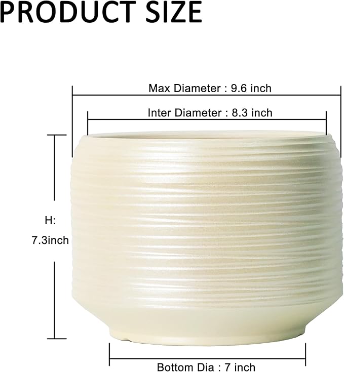 10 Inch Ceramic Plant Pot with Drainage – Large Flower Pot - Image 5