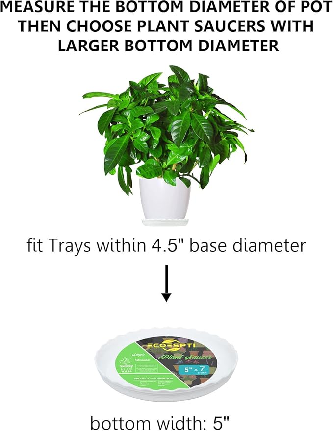 Plant Saucer, 7 Pack 5 Inch Durable Plastic Plant Tray, Drip Tray - Image 3