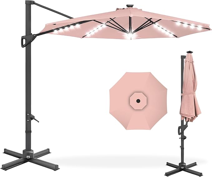 Best Choice Products 10ft Solar LED Cantilever Patio Umbrella, 360-Degree by BestChoiceProducts