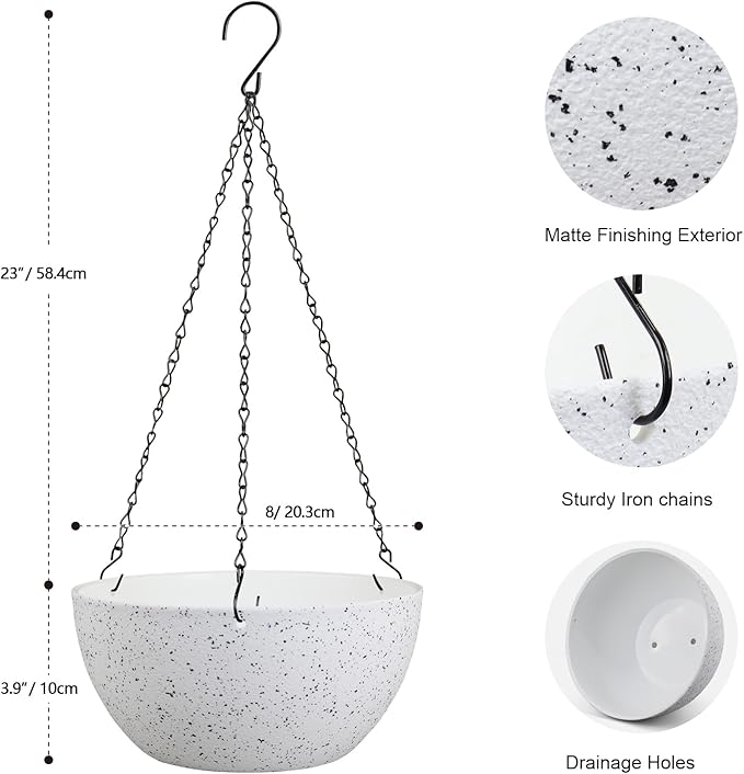 8 inch Hanging Planters for Small Indoor Outdoor Plants, 2 Pack Hanging Flower - Image 2