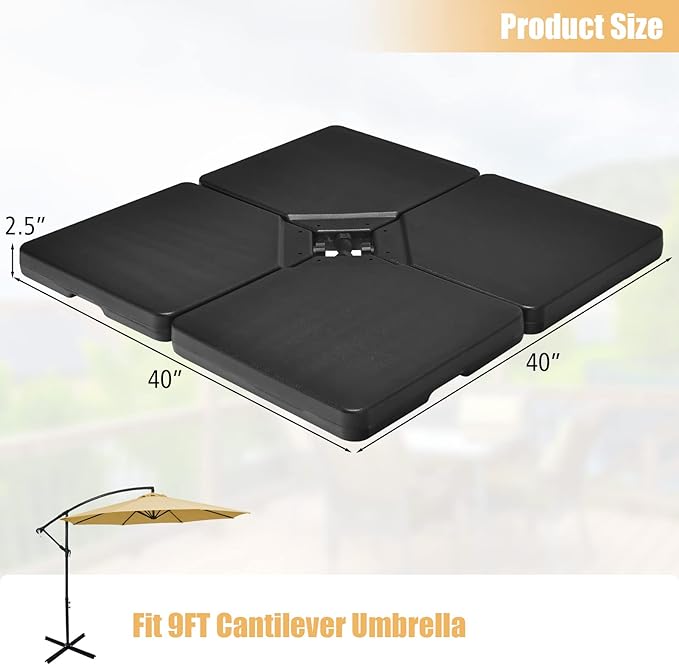 Tangkula 4Pcs 13L 220 lbs Cantilever Offset Patio Umbrella Base, Water & Sand - Image 4