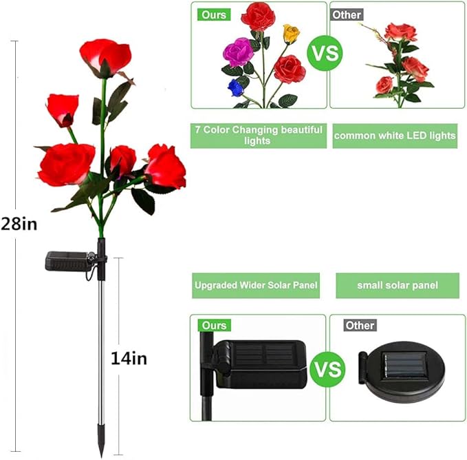 Mothers Day Gifts Solar Garden Decor Outdoor Lights, 4 Pack Waterproof Garden - Image 3