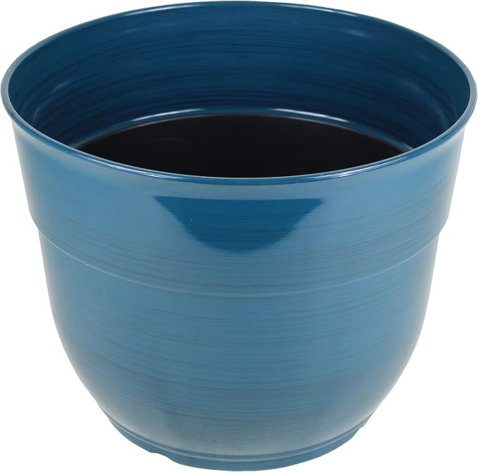 Garden Elements Indoor/Outdoor Glazed Brushed Happy Plastic Planter, Dark Teal - Image 2