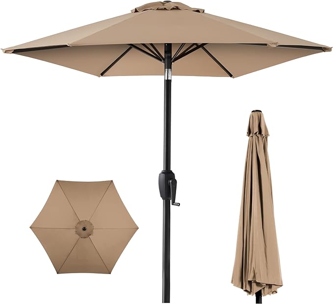 Best Choice Products 7.5ft Heavy-Duty Round Outdoor Market Table Patio Umbrella by BestChoiceProducts