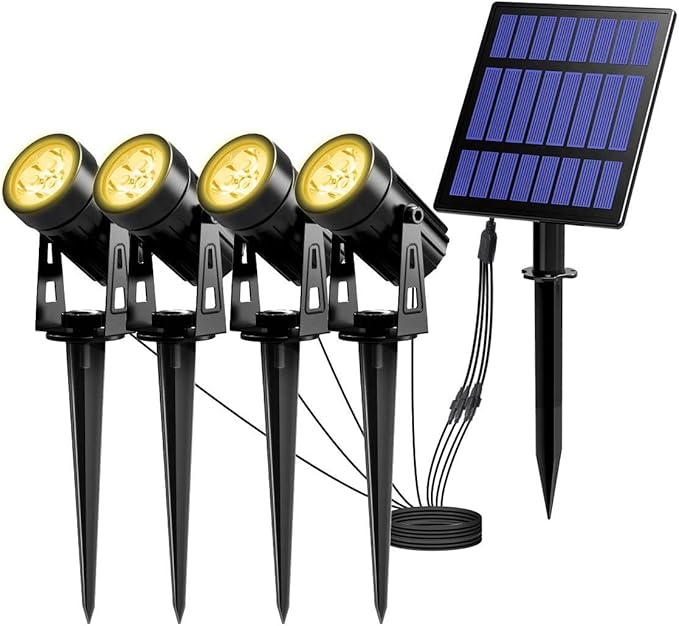 T-SUN Solar Spotlights, 4-in-1 Solar Landscape Spot Lights Outdoor Waterproof by T-SUN