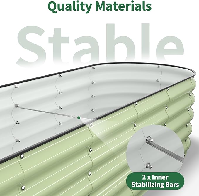 Kesfitt Raised Garden Bed, Metal Galvanized Steel Oval Garden Bed 8x2x1.5 ft - Image 8
