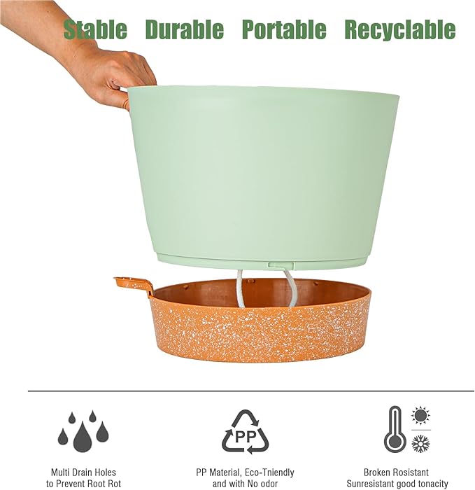 12inch Large Self Watering Plant Pot, Plastic Cylinder Planter - Image 7