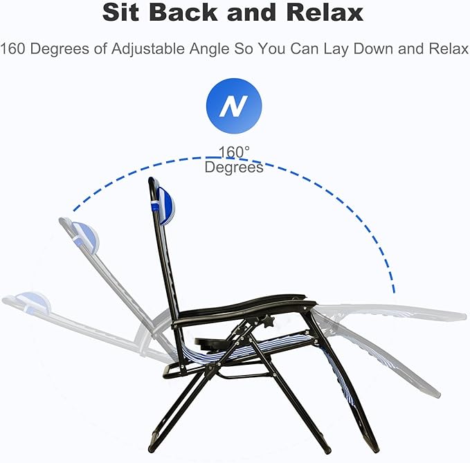Nazhura Set of 2 Relaxing Recliners Patio Chairs Adjustable Steel Mesh Zero - Image 4