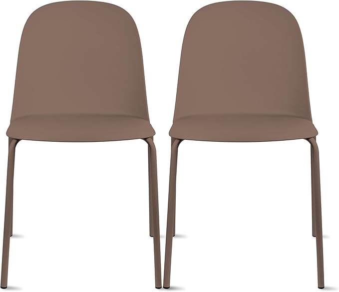 2xhome Set of 2 Modern Stackable Armless Dining Chairs | Plastic Shell Seat by 2xhome