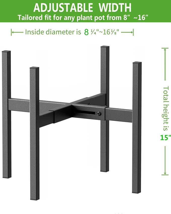 Metal Plant Stand, Adjustable Size Fits 10 12 13 14 15 16 Inches Large Planter - Image 4
