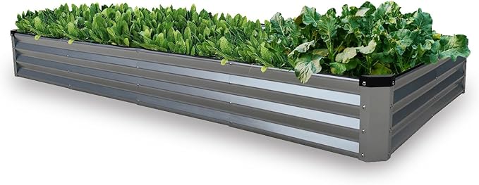 GARDMAX 8x4x1FT Galvanized Raised Garden Bed Kit, Metal Planter Boxes Outdoor by ChooseGardmaxforbetterlife