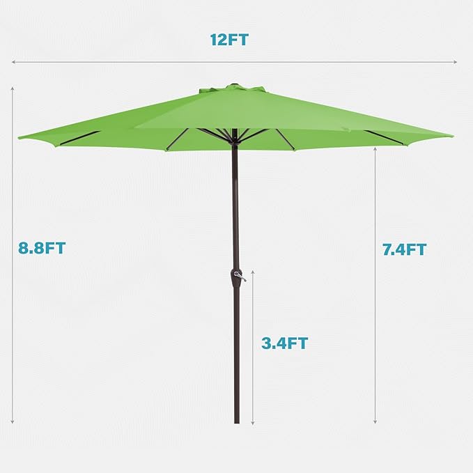 MEWAY 12ft Patio Umbrella Outdoor Table Umbrellas - Image 7
