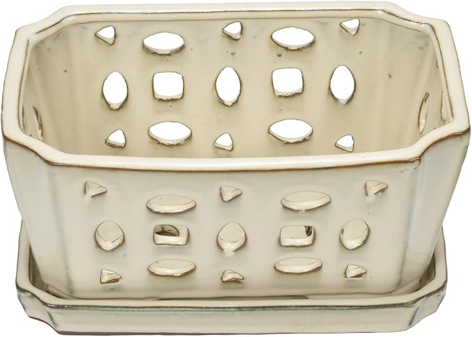 W&W Orchid Pot with Holes and Saucer - Image 2