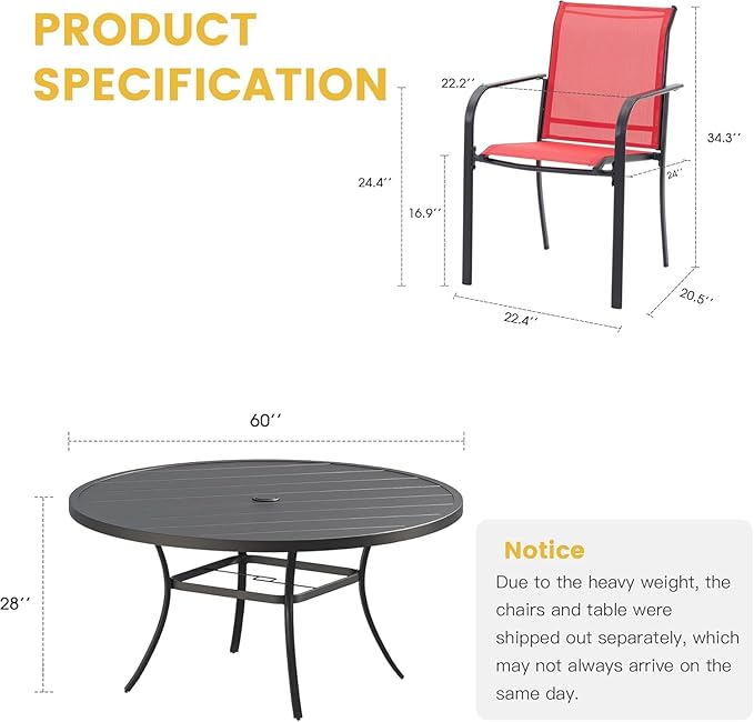 VICLLAX Large Patio Dining Furniture Set, Outdoor Dining Set - Image 2