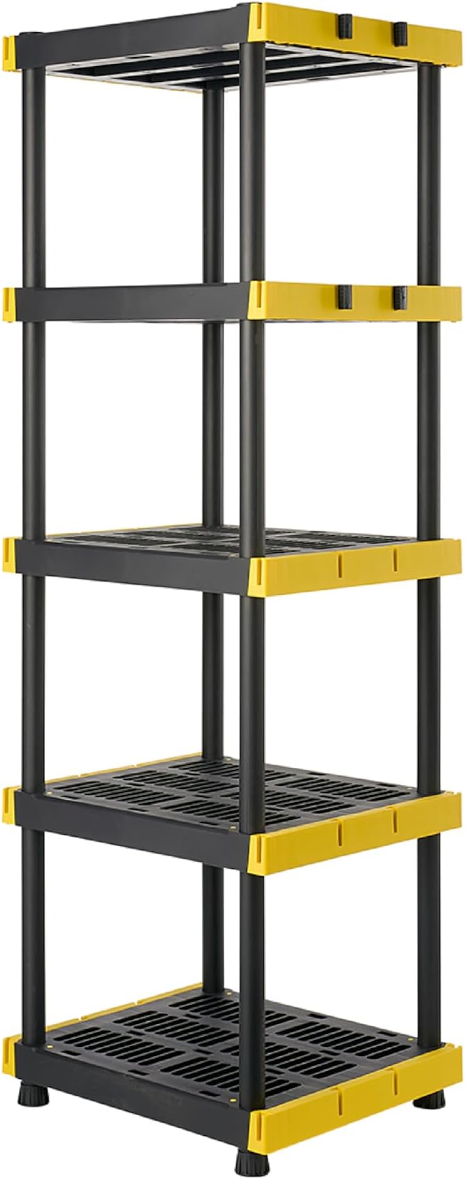 BLACK & YELLOW 5-Tier Heavy Duty Plastic Storage Shelving Unit, 5 Shelves by BLACK+%26+YELLOW