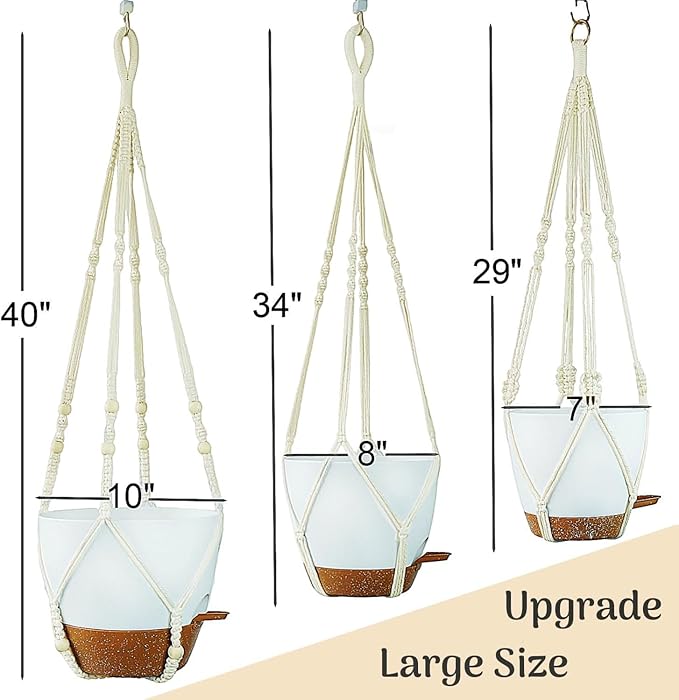 Set of 3 Hanging Planters for Indoor Plants - Image 4