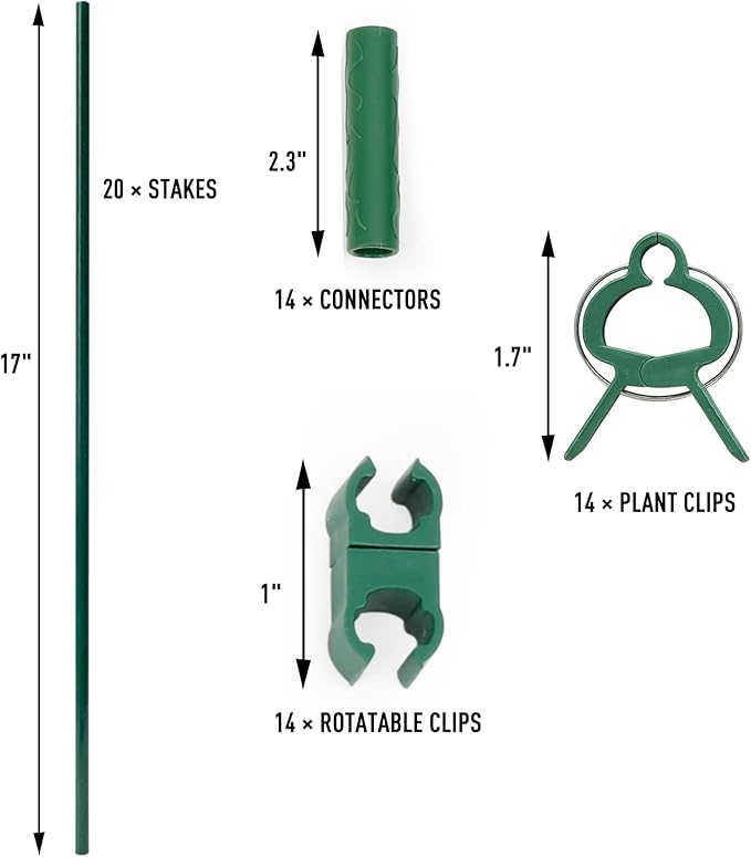 MAXPACE 62pcs Garden Stakes Kit: Includes 20 Sets of Fiberglass Plant Sticks - Image 3