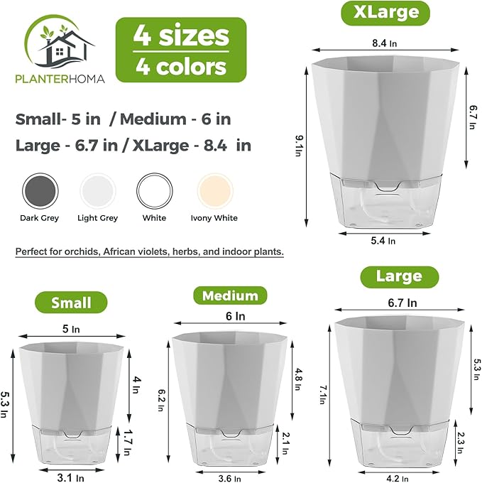 6 Pack Self Watering Plant Pots 5 Inches Self Watering Planters - Image 4
