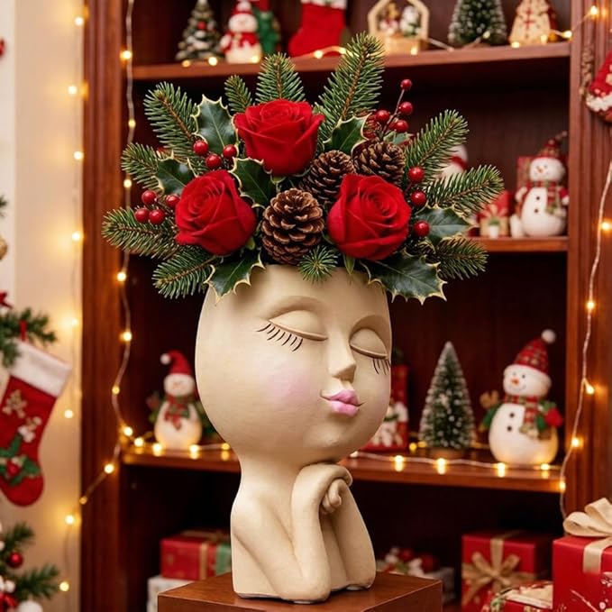 Face Head Planter, Funny Heads Plant Pots, Cute Girl Faces Plant Pot, - Image 7