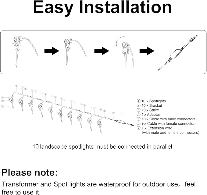 SUNTHIN Outdoor Landscape Lighting, 10 Pack Outdoor Spot Lights - Image 6