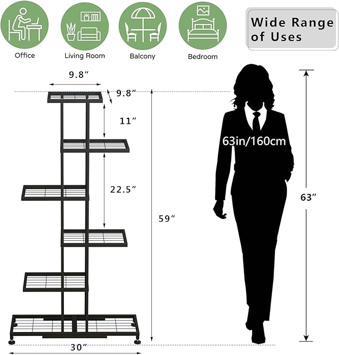Metal Plant Stand, 6 Tier 12 Potted, Upgrade Multiple Plant Rack Shelf Organizer - Image 7