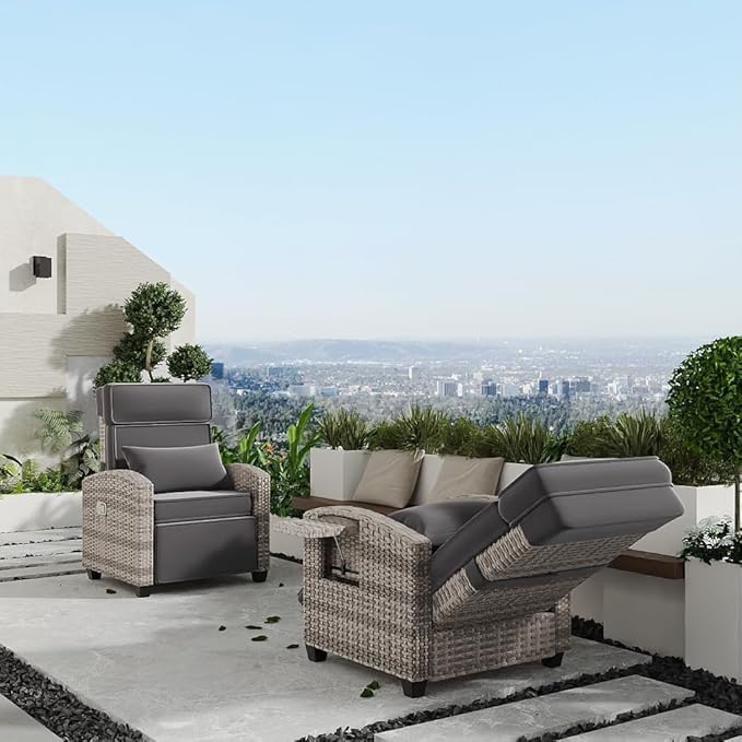 Garvee Outdoor Recliner Chair, 145° Adjustable Backrest & Footrest Lounge Chair - Image 2