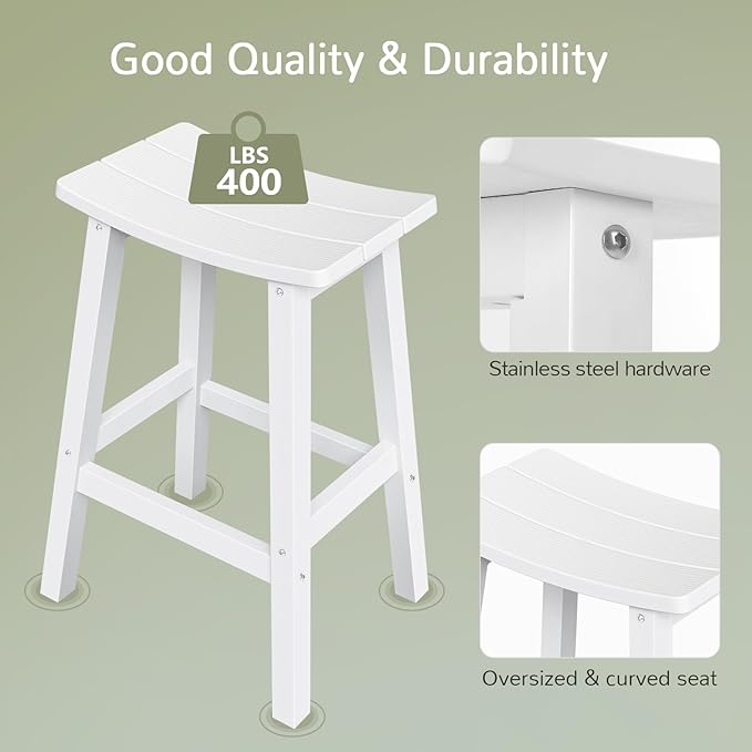 Outdoor Bar Stools Set of 2, Waterproof Barstools, - Image 5