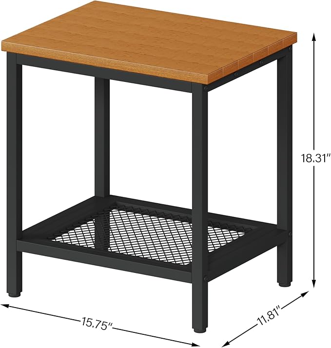 Outdoor Side Table with Storage, 2-Tier Patio End Tables Weather Resistant - Image 3