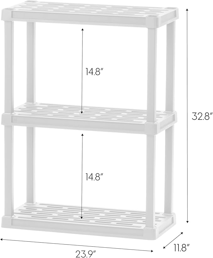 IRIS USA 3-Shelf Light Duty Plastic Storage Shelves, 150lb Capacity, Medium - Image 3