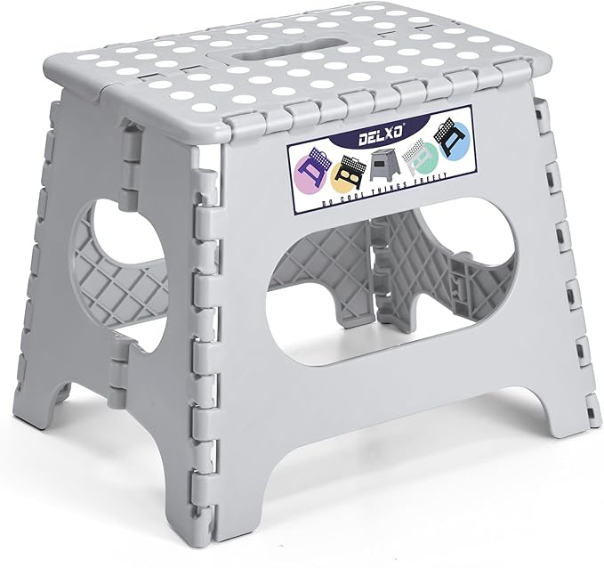 Delxo Folding Step Stool, 11 inch Non-Slip Foldable Stools by Delxo