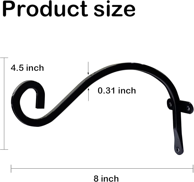 Hourleey 4 Pack Plant Hanger Outdoor, 8 Inch Heavy-Duty Hanging Plant Hook - Image 2