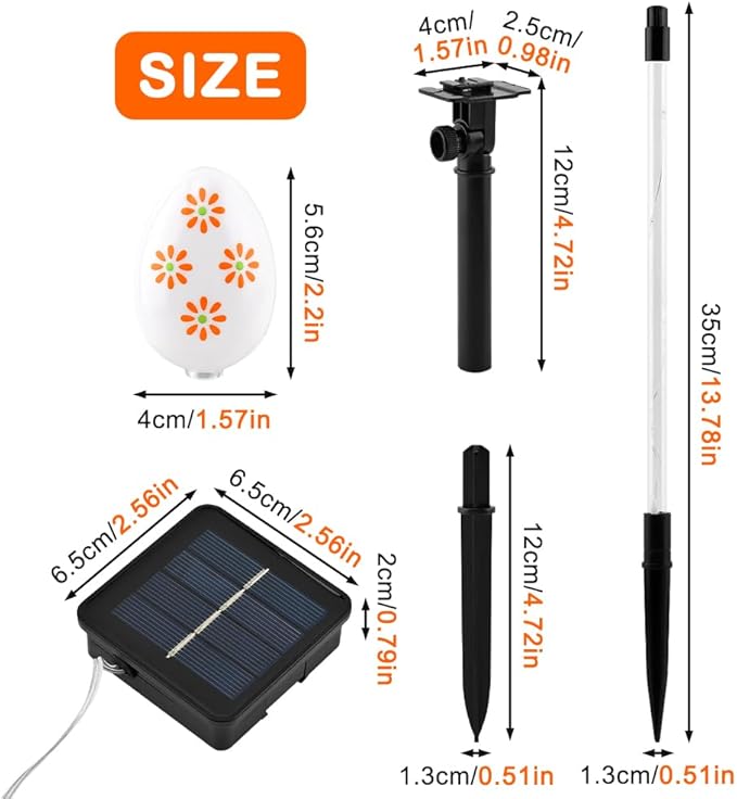 8 PCS Solar Easter Eggs Stake Lights, IP65 Waterproof Multicolor Outdoor Easter - Image 6