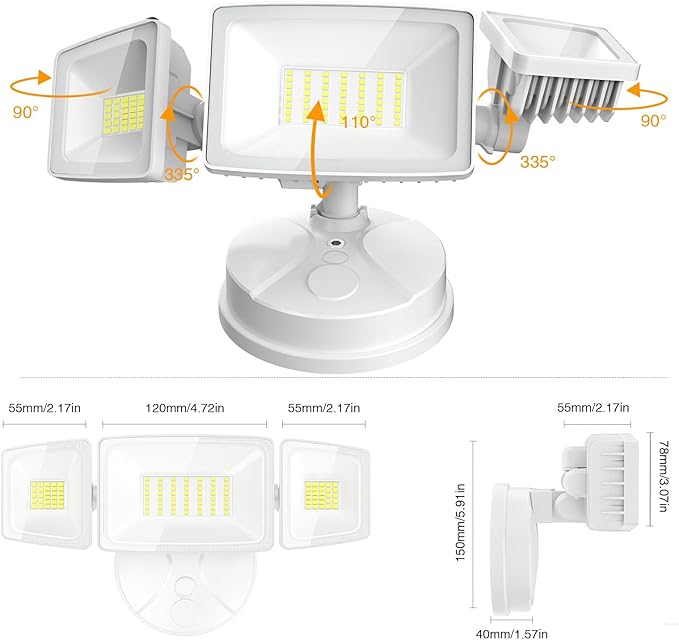 Onforu 75W Flood Lights Outdoor, 7000LM Brightness Security Lights Switch - Image 9