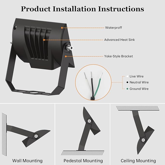 dephen 30W LED Flood Lights Outdoor - Image 7