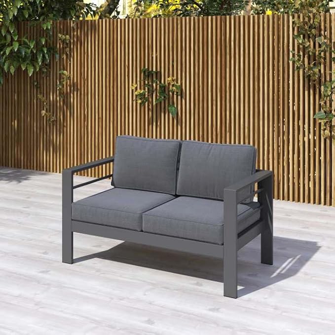 Kiss the Water Outdoor Patio Furniture Loveseat Sofa, All-Weather Metal - Image 7