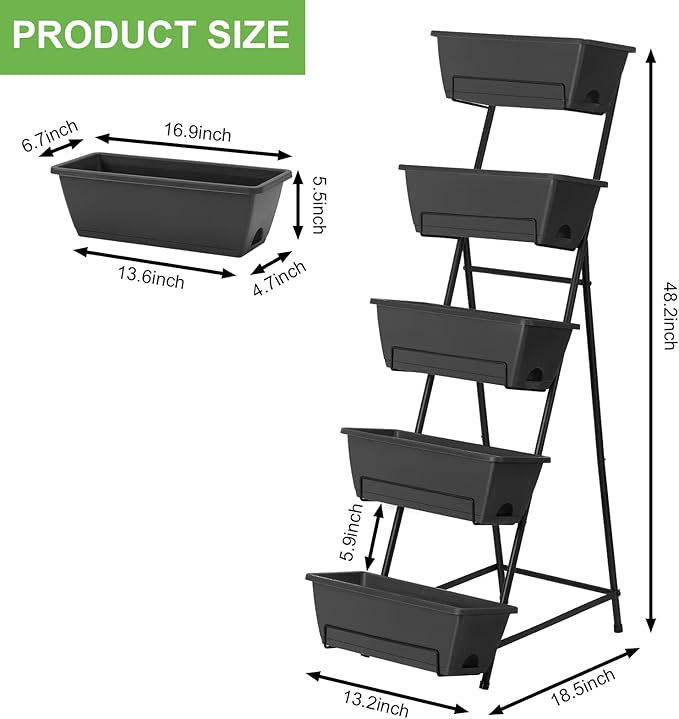 5 Tier Vertical Raised Garden Bed Planter Box, Vertical Raised Bed - Image 2