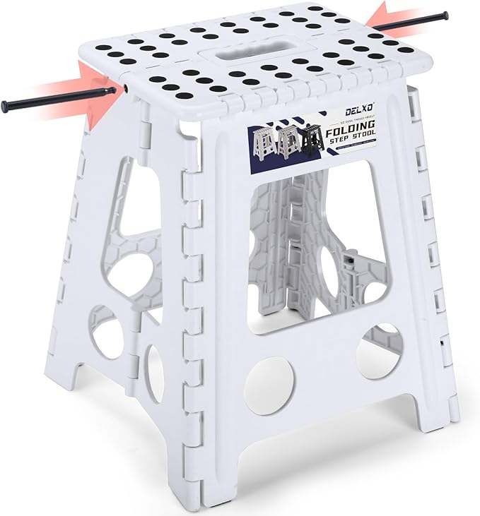 Delxo 16 Inch Folding Step Stool, Portable Collapsible Step Stool by Delxo