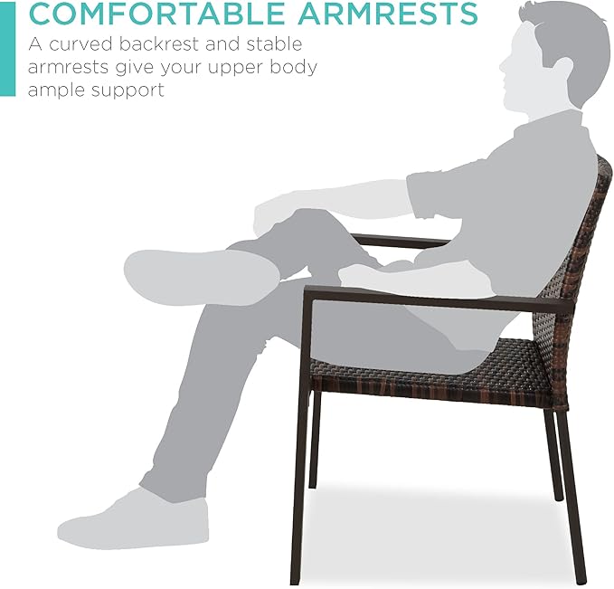 Best Choice Products Set of 2 Stackable Outdoor Wicker Dining Chairs - Image 6