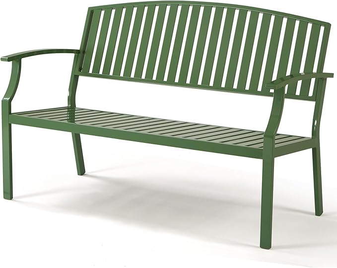 Outdoor Bench Weatherproof Aluminum Patio Garden Bench, Patio Loveseat by Eongdn