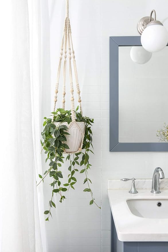 Mkono Macrame Plant Hanger Indoor Hanging Planter Basket - Image 8