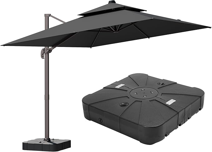 9x12FT Grey Cantilever Outdoor Patio Umbrella by ZLACUIU