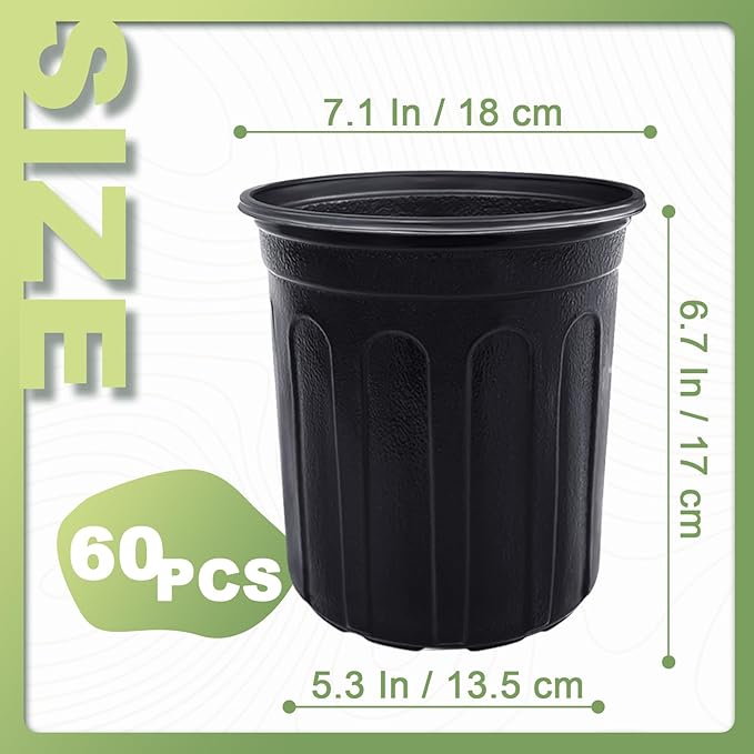 Anyumocz 60 Pcs 1 Gallon Flexible Plant Nursery Pots, Thickened Soft Plastic - Image 2