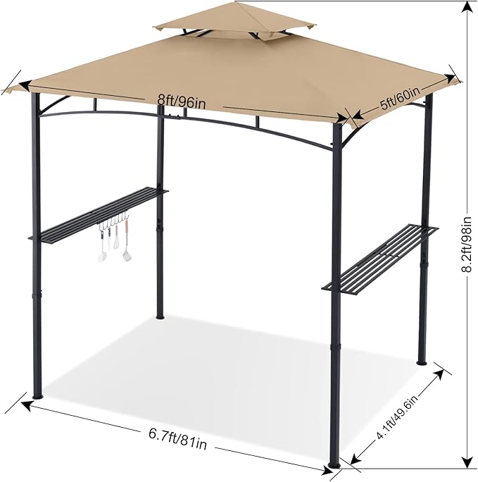 ABCCANOPY 8'x 5' Grill Gazebo Shelter, Outdoor BBQ Gazebo Canopy - Image 6